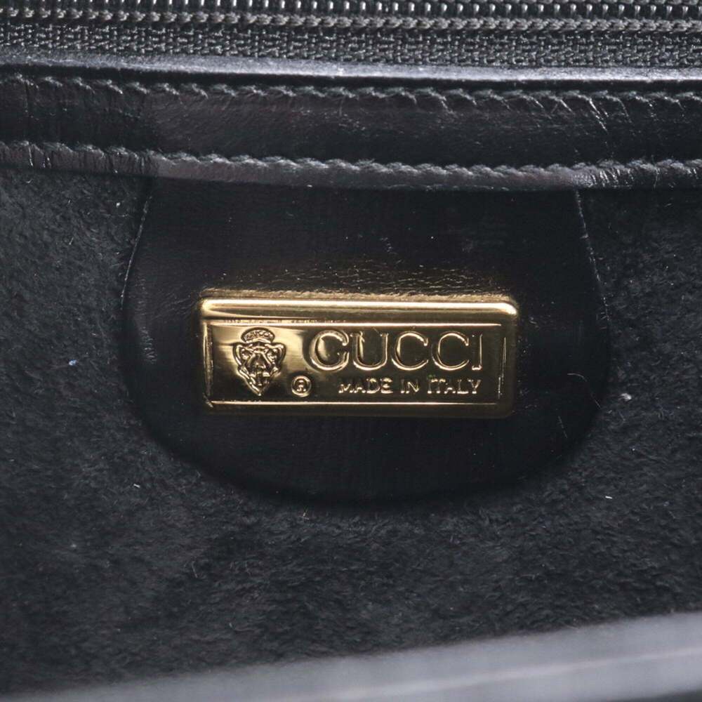Vintage Old Gucci Leather Shoulder Bag, Crossbody Black Tote Bag for Women - Picture 9 of 10